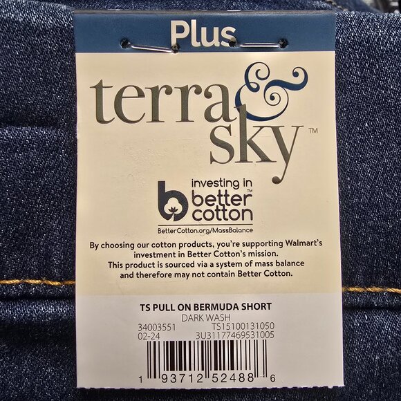 Terra & Sky Pull On Bermuda Stretch Denim Shorts High Rise Womens Plus 4X Blue - Picture 3 of 9